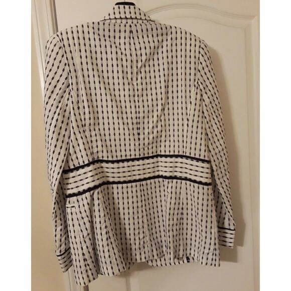 St John Sport Jacket Blazer Navy White Striped Career Work Classy XL - Picture 2 of 9